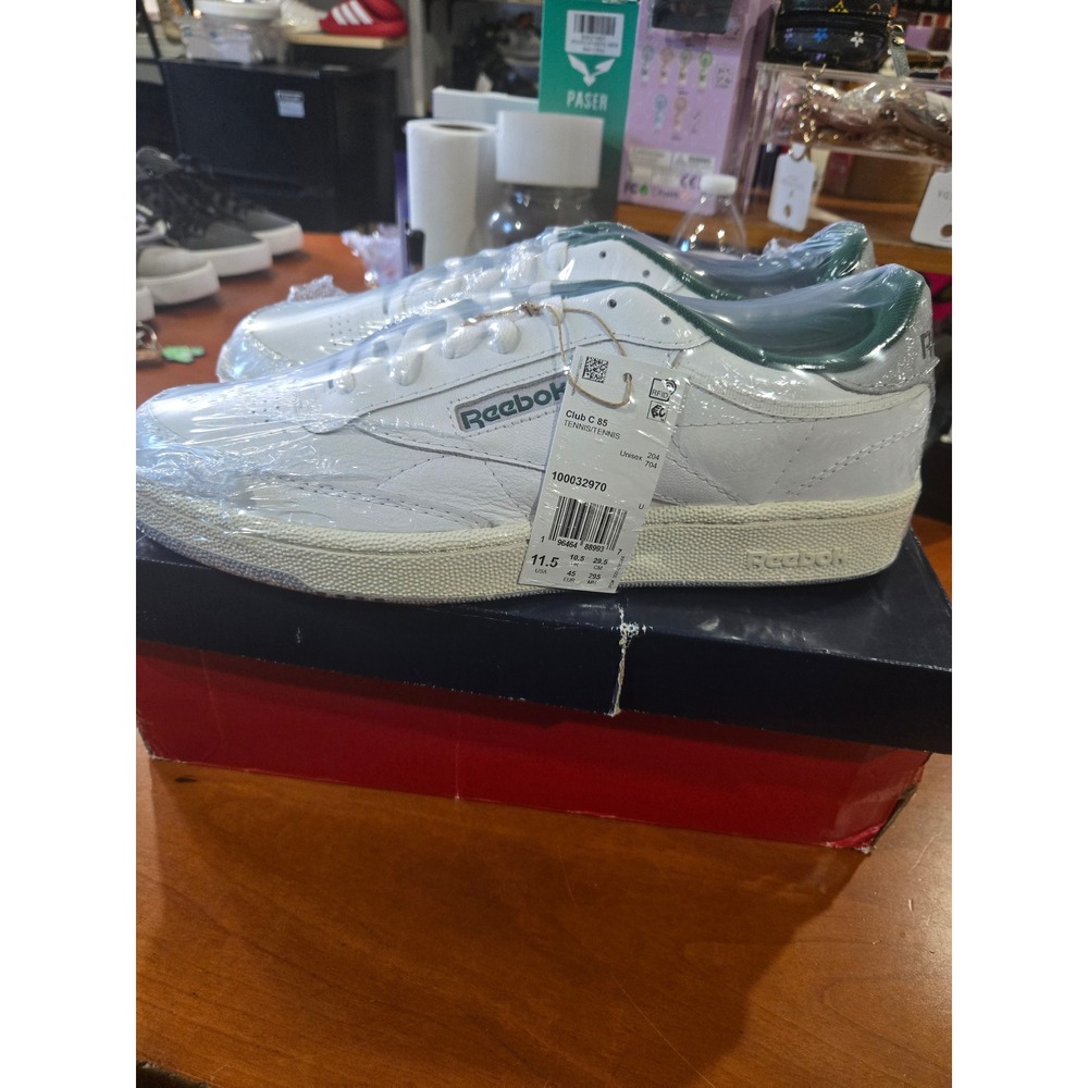 Reebok Club C 85 White Dark Green Unisex Tennis Shoes 100032970 Size 11.5 Mens